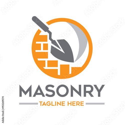 Masonry logo template and vector illustration