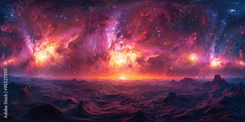 Wallpaper Mural An immersive 360-degree panorama of a binary star system, with twin suns shining brightly in the sky and Torontodigital.ca