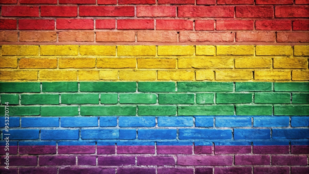 Fototapeta premium Gay pride flag painted on a textured brick wall background