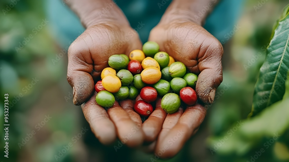 Lush Plantation Handpicking Fresh Coffee Beans for Sustainable Harvest