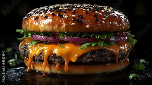 Close-up of a juicy cheeseb...