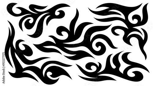 tribal fire symbol design. fire flame vector illustration. Flame decal. Tribal fire vinyl stickers for transportation. Burning element with curves for vehicle. y2k gothic flame stickers.