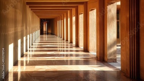 play of light and shadow on the hallway's walls, creating a dramatic effect under the natural sunlight