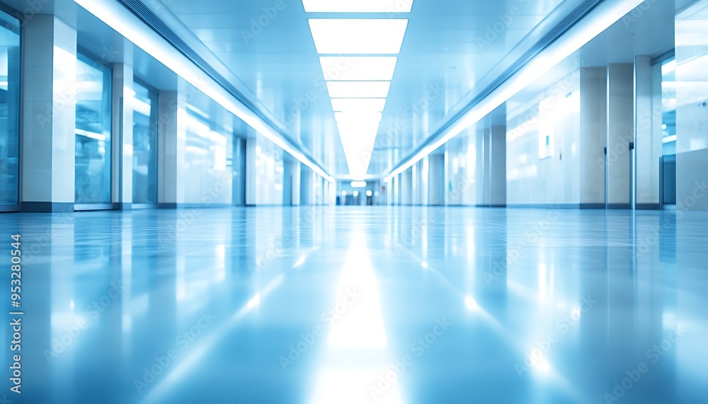 Abstract blur of a bright hospital corridor, evoking a sense of calm, tranquility, and hope. Abstract blur of a bright hospital corridor, evoking a sense of calm, tranquility, and hope.