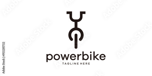 logo design combination of power button and bicycle, electric, sports, environmentally friendly, cycling, logo design template, creative, idea.