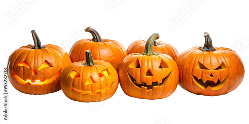 Halloween pumpkins isolated on transparent background.AI GENERATED