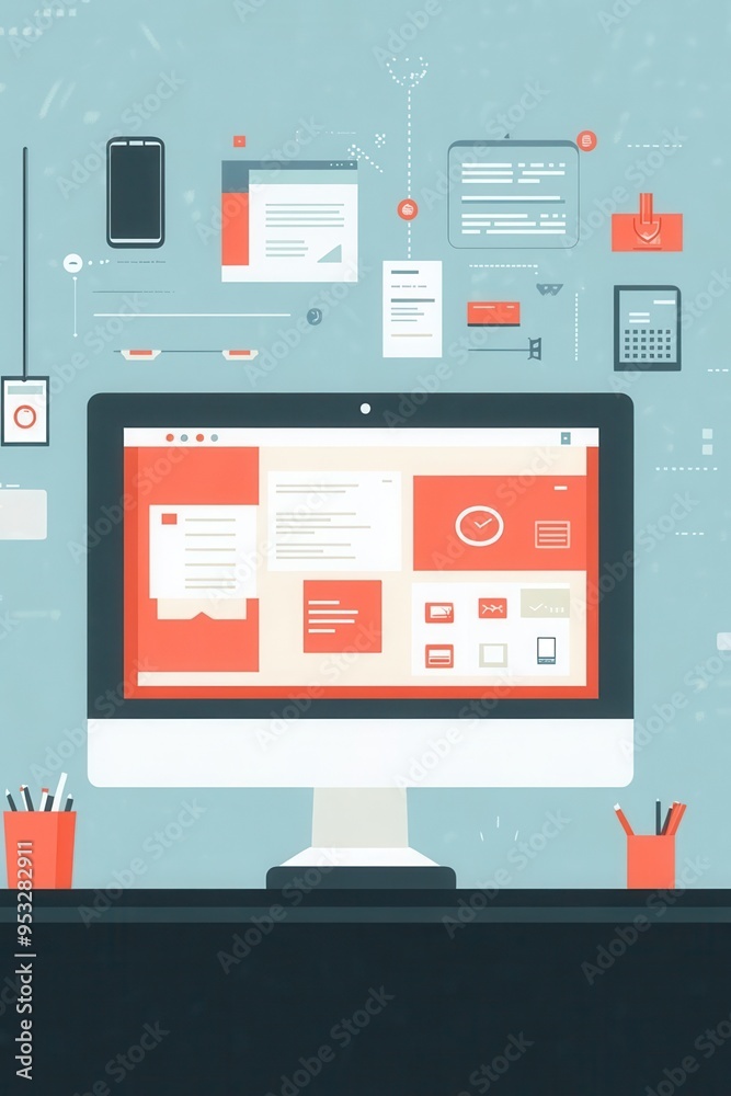 Bookmarking system, organized management of online content, flat design Bookmarking system, organized management of online content, flat design