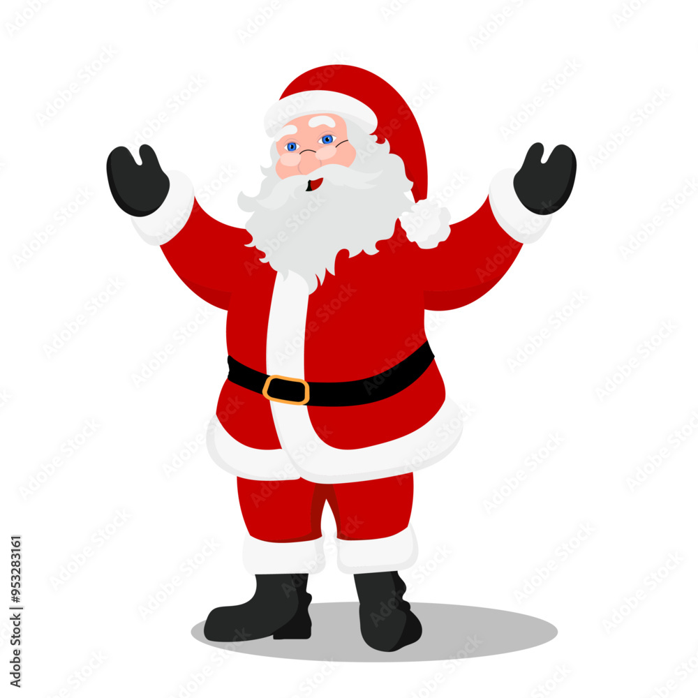 Santa Claus standing up and holding hand up Santa Claus standing up and holding hand up