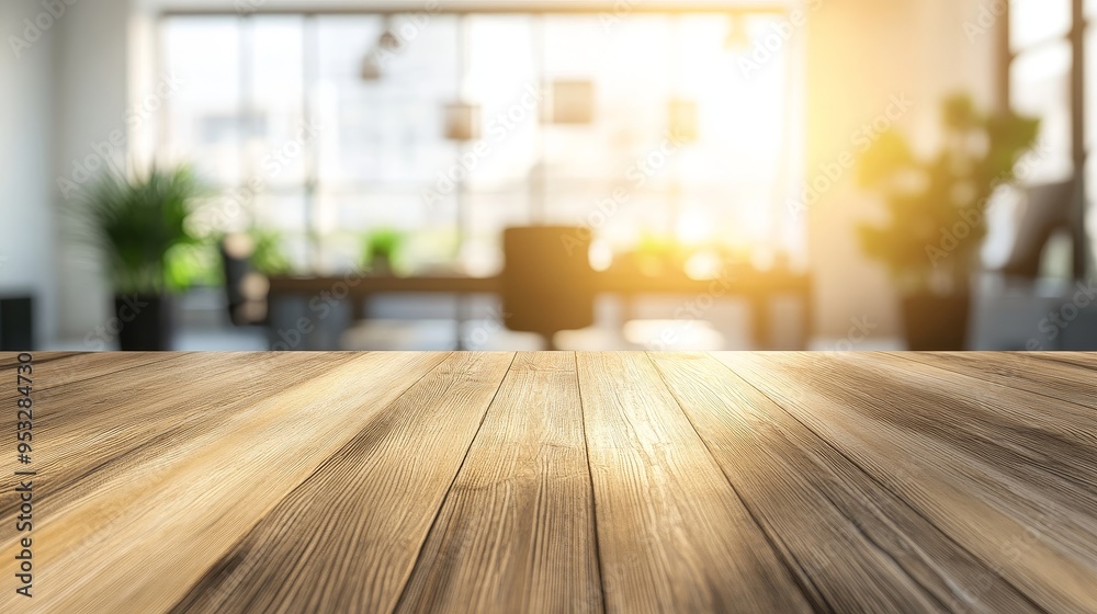A wooden tabletop with a blurred office background, illuminated by warm sunlight. A wooden tabletop with a blurred office background, illuminated by warm sunlight.