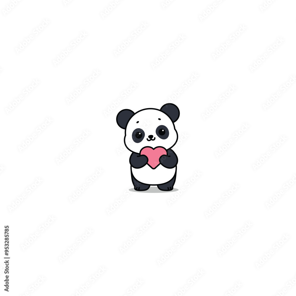 Cute panda holding heart cartoon, vector illustration Cute panda holding heart cartoon, vector illustration