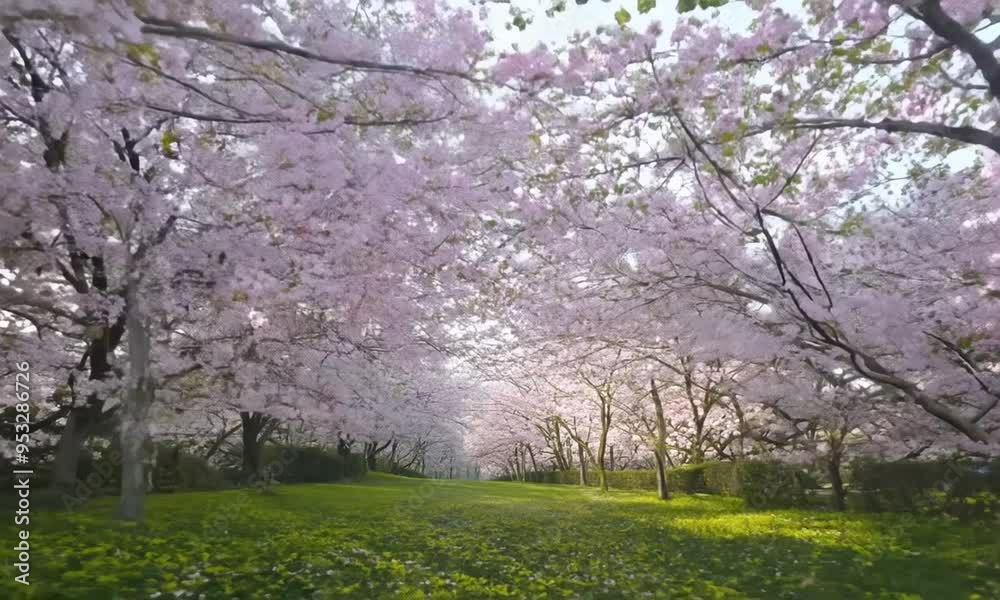 Generative ai motion animation of a cherry blossom grove Generative ai motion animation of a cherry blossom grove