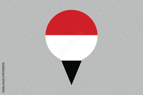 Yemen flag with Yemen location sign, Yemen national flag, Yemen flag vector illustration
 photo