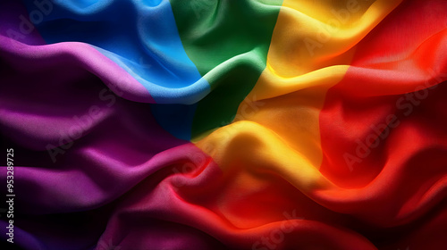 Close-up of rainbow fabric ...