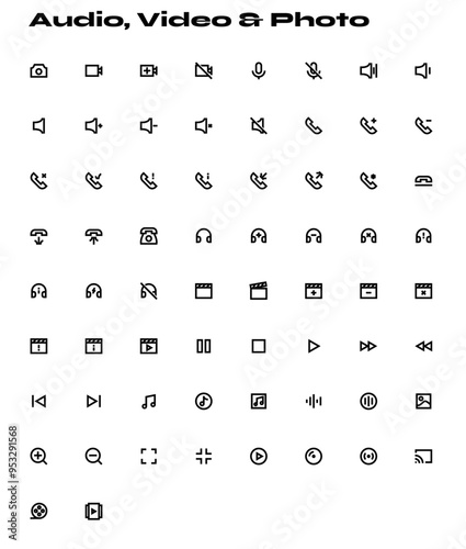 Kamao Icon – Brutalist icon set style_Audio Video Photo