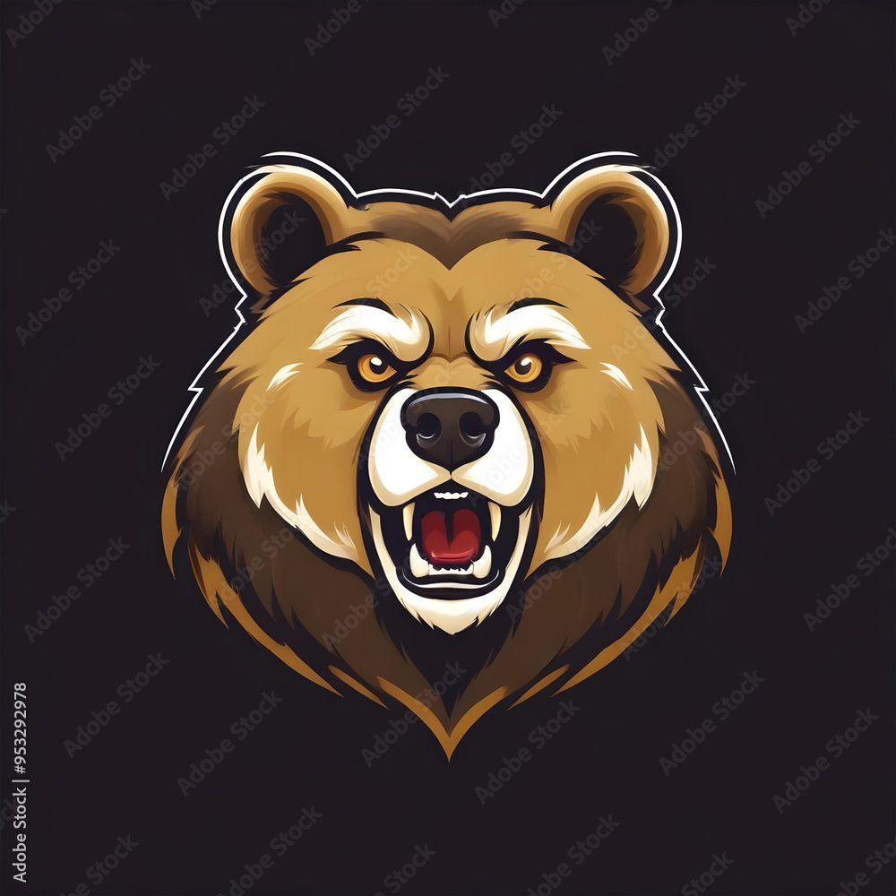 Naklejka premium Logo illustration mascot bear animal head angry