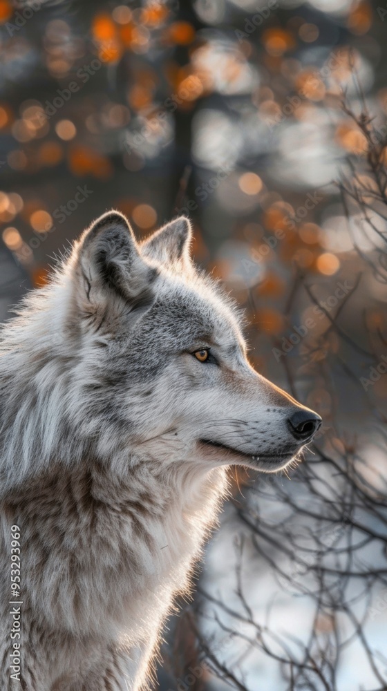 Fototapeta premium Majestic Wolf in High Detail. Nature and Wildlife concept