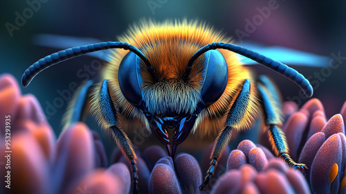 Close-up view of a bee's fa...