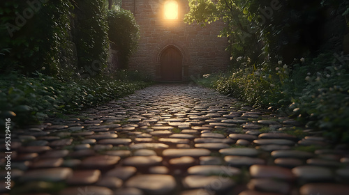 Cobblestone path leading to...