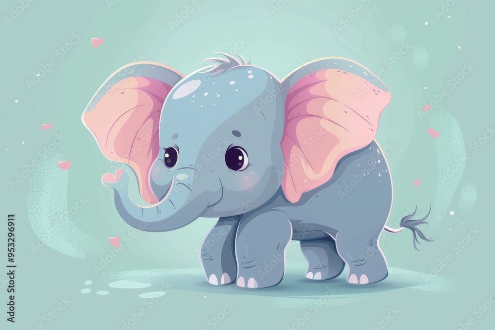 Playful Baby Elephant. Charming and Detailed Wallpaper Design Playful Baby Elephant. Charming and Detailed Wallpaper Design