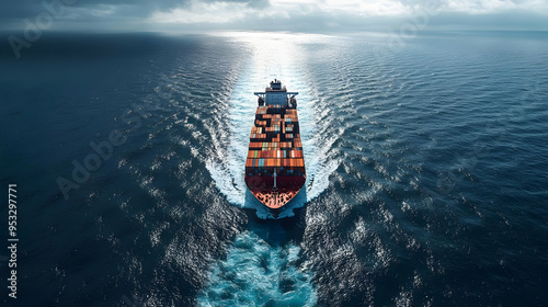 Container ship sailing on t...
