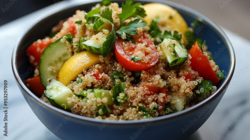 Quinoa Salad with Cucumber, Tomato, and Lemon Dressing Quinoa Salad with Cucumber, Tomato, and Lemon Dressing