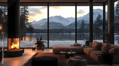 Cozy living room with firep...