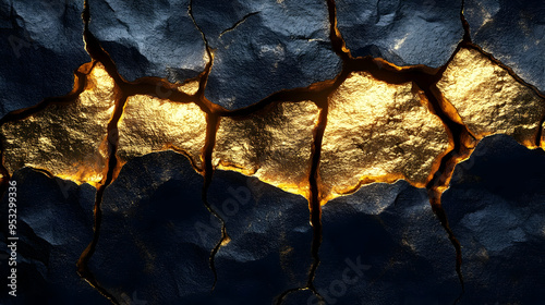 Cracked stone with gold shi...