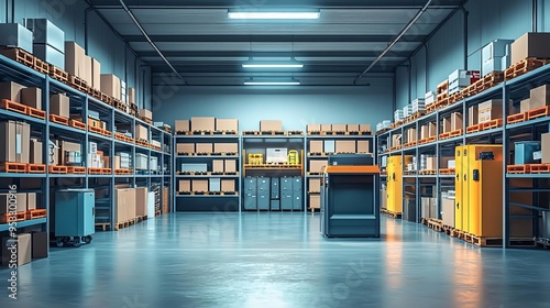 A modern storage facility with AIdriven inventory management  machine learning tools  and robotic systems working together to optimize storage through advanced analytics