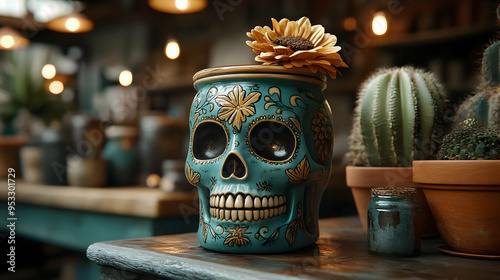Decorative skull with flora...