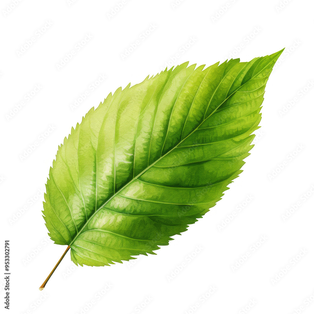 Fototapeta premium Watercolor Elm Leaf Isolated on a Transparent Background