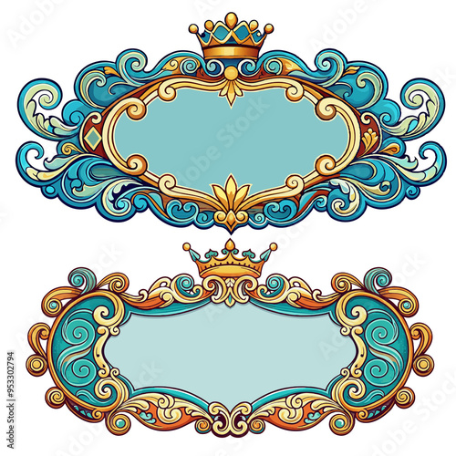 The frame is decorated with a swirling and ornate pattern create feeling of depth overall atmosphere luxurious elegant crown Generate AI