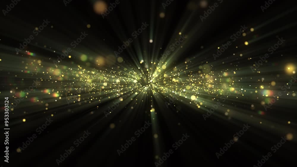 4k Gold Particles Explosion. Motion Background. Golden glitter particle. Isolated on black. Animated Overlay. 60fps. 2160p
