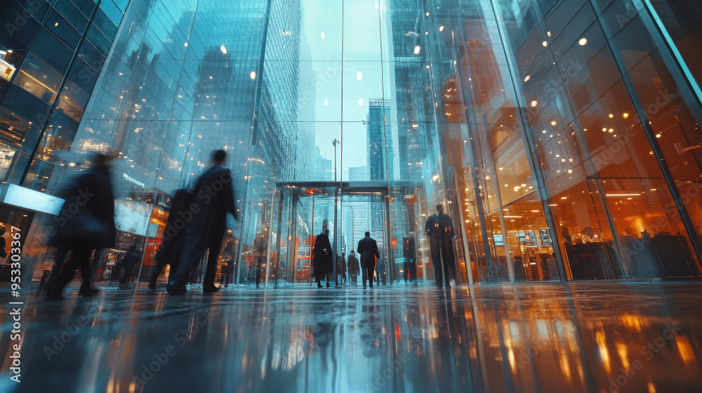 Obraz premium Business Environments, A collection of various business scenes captured in wide-angle shots, ideal for use in advertisements and promotional banners