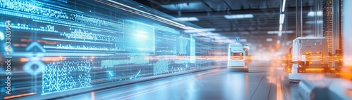 A futuristic storage facility with AIdriven inventory management, machine learning analytics, and robotic systems working in perfect synchronization, supported by research