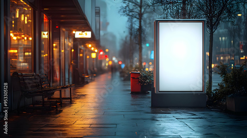 Empty Billboard on Rainy Ni...