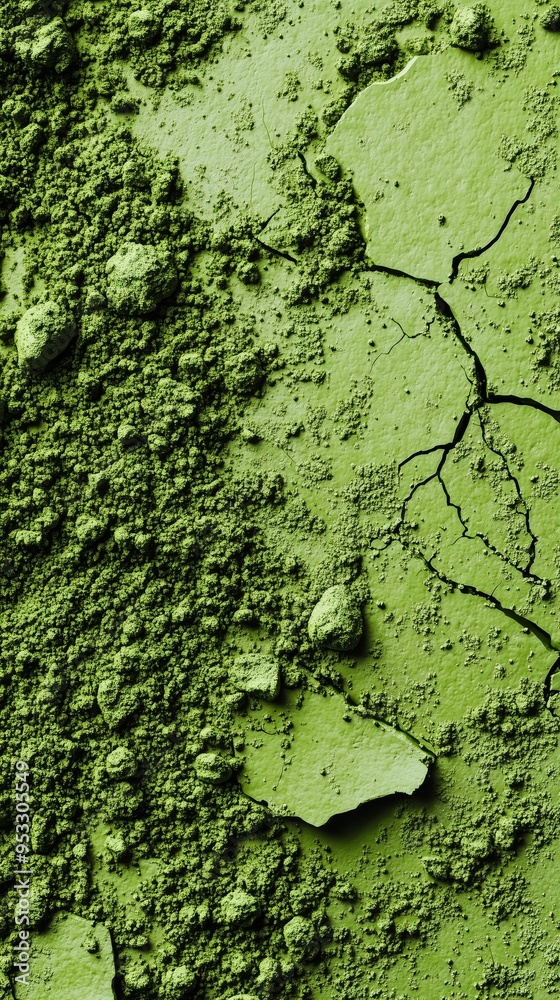 Close-up image of cracked green earth texture, showcasing detailed surface patterns and color gradients. Close-up image of cracked green earth texture, showcasing detailed surface patterns and color gradients.