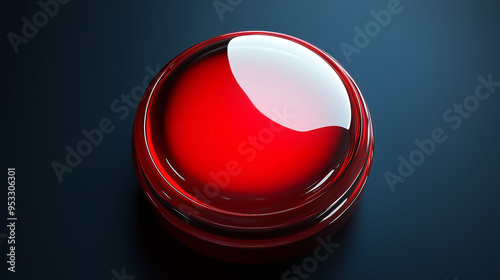 A large red button with a smooth surface and a glossy finish, creating the effect of an attractive shine.