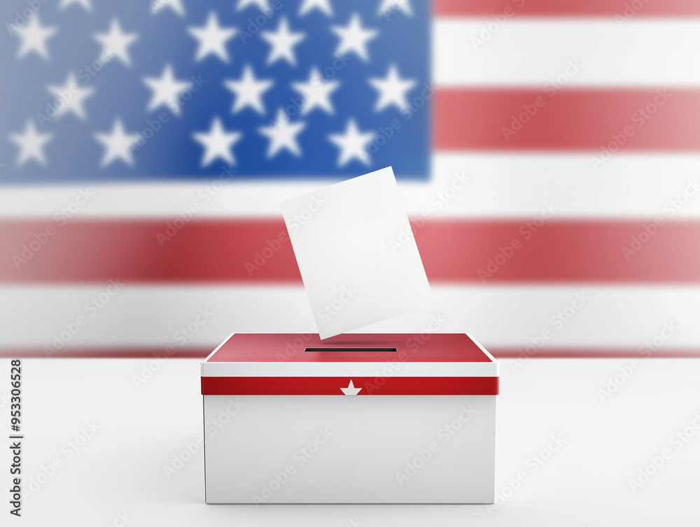 Patriotic Ballot Concept: Voting in U.S.A. Elections – Clean Design with Red, White, and Blue Stripes and Mockup Blank Papers Patriotic Ballot Concept: Voting in U.S.A. Elections – Clean Design with Red, White, and Blue Stripes and Mockup Blank Papers