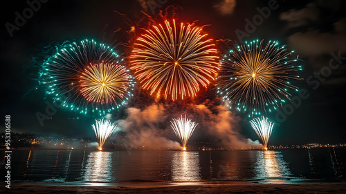 Fireworks display over wate...