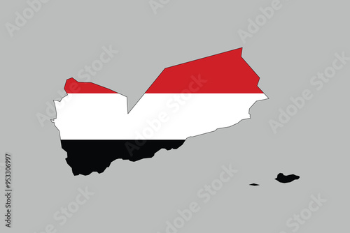 Map of the Yemen, Yemen national flag, Yemen flag vector illustration
