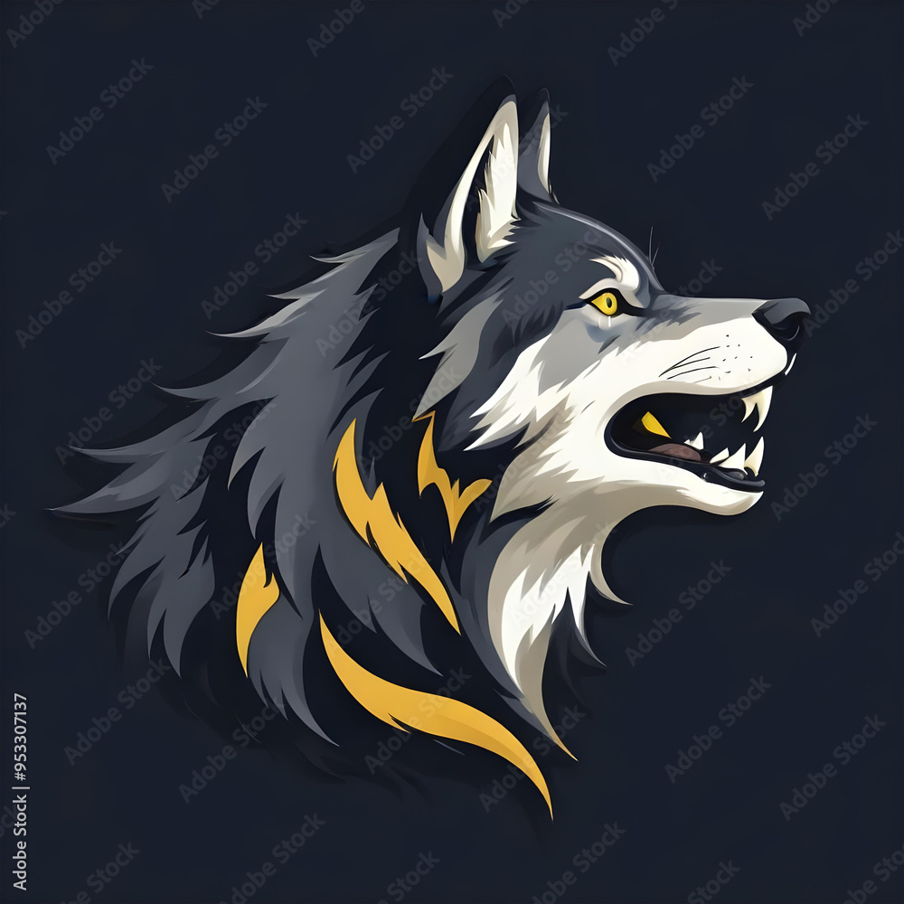 Fototapeta premium gray wolf head Logo illustration mascot