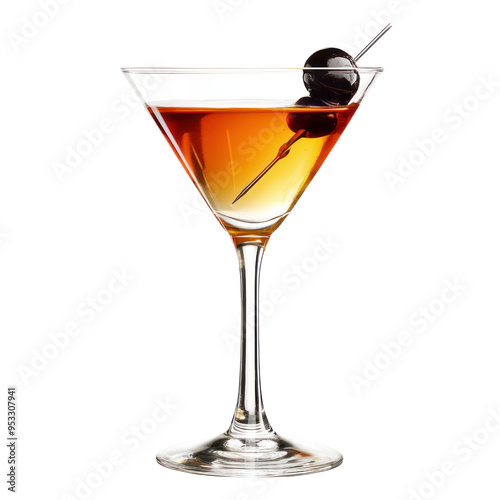  Martini cocktail drink object isolated on transparent png.