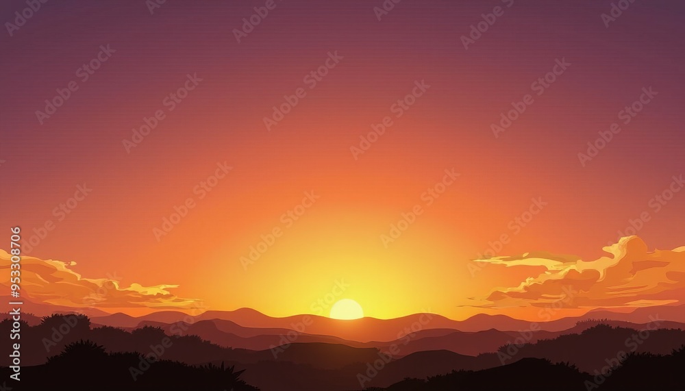 Scenic Coastal Sunset with Silhouetted Hills and Islands - Perfect for Nature and Landscape Photography Scenic Coastal Sunset with Silhouetted Hills and Islands - Perfect for Nature and Landscape Photography