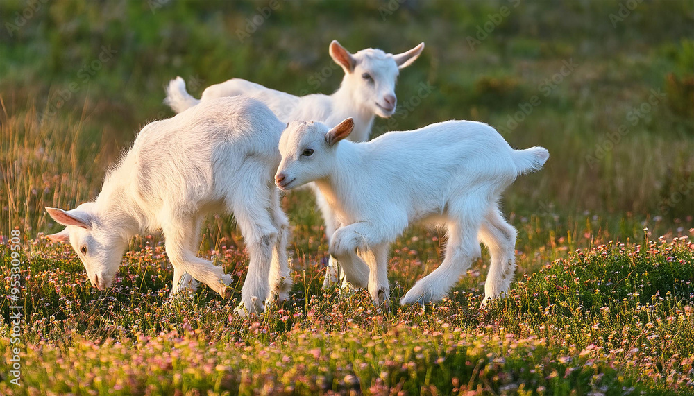 Playful Baby Goats Together Playful Baby Goats Together