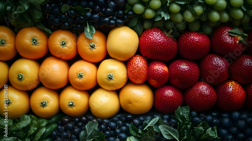 Fresh Fruits Arranged in Ro...
