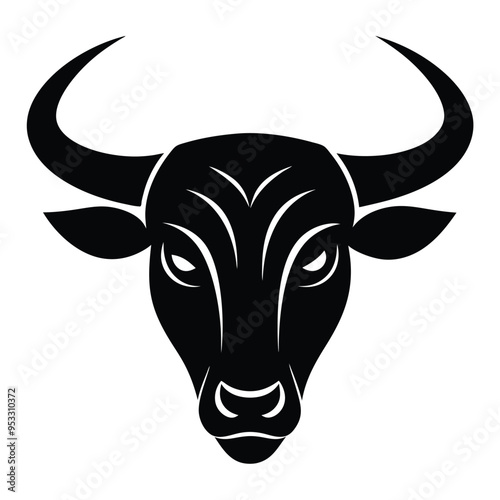Wallpaper Mural Minimalist Black and White Geometric Bull Head Vector Illustration Torontodigital.ca