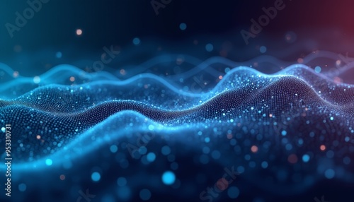 Smart city and abstract dot point connect with gradient line and aesthetic, Intricate wave line design , big data connection technology concept