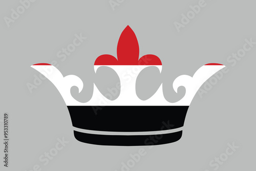 Yemen crown shape with Yemen flag, Yemen national flag, Yemen flag vector illustration
 photo