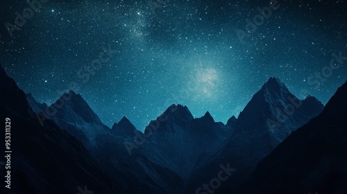 A starry night sky over a mountain range, with the Milky Way visible in the background and the peaks silhouetted against the starlit sky.