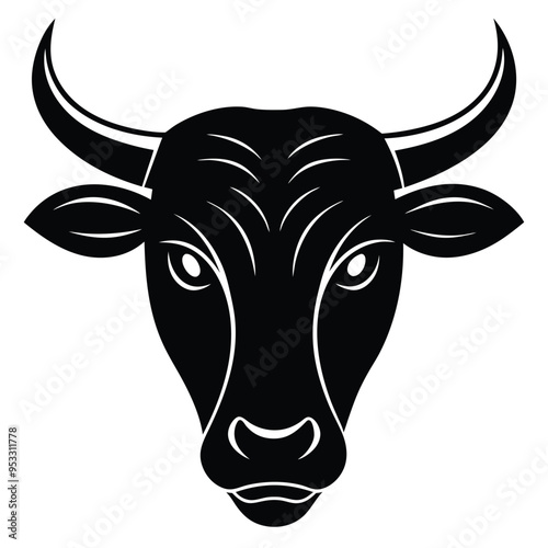 Wallpaper Mural Minimalist Black and White Geometric Bull Head Vector Illustration Torontodigital.ca